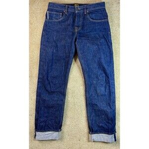 Brave Star Jeans Men 33x32 Blue Denim Selvedge Dark Wash True Straight USA Cone